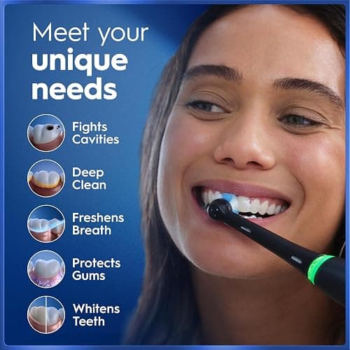 Oral-B iO5 Electric Toothbrush, Matt Black, with Travel Case and Toothpaste | 1 Toothbrush Head, Intensive whitening Toothpaste Included, 5 Cleaning Modes, Visible Pressure Sensor, Long-Lasting Battery thumbnail 6