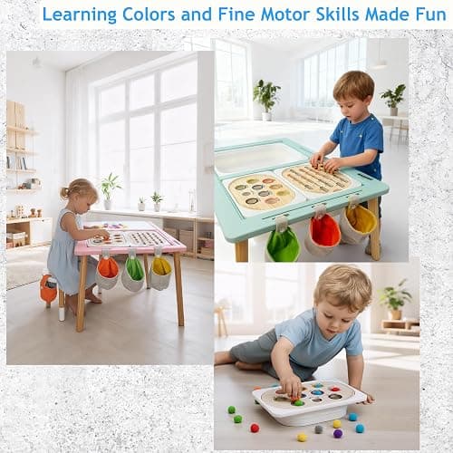 Twinkle Little Toes Wooden Inserts for Sensory Table – Color Sorter & Alphabet Board (Set A of 2) – Montessori Fine Motor Skills Toys, Non-Toxic Pine Wood, Fits Small TROFAST Bins thumbnail 3