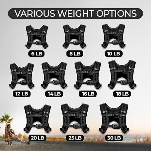 Amstaff Fitness Weighted Vest - Weight Vest for Running, Strength Training & Muscle Building, Features Reflective Stripe for Safe Outdoor Workouts (Available in 6lbs to 30lbs) thumbnail 4