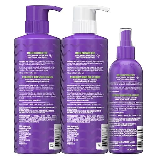 Aussie Kids Hair Care Bundle Set Including: Shampoo (16 Fl Oz), Conditioner (16 Fl Oz) & Detangler Spray (8 Fl Oz), Paraben- Freem Sulfate-Free, Dye-Free, Cruelty-Free, Tangle-Free Styling thumbnail 9
