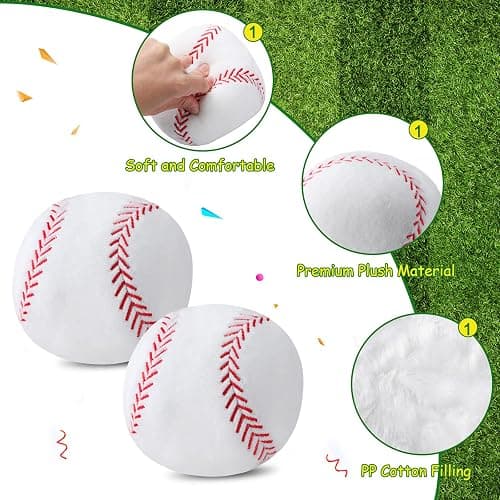 HyDren 2 Pcs Stuffed Baseball Plush Ball - 4.7 Inch Small Soft Plush Baseball Toy Fluffy Baseballs Soft Stuffed Sports Balls for Baby Kids Boys Girls Bedroom Nursery Decoration Christmas Birthday Gift thumbnail 5