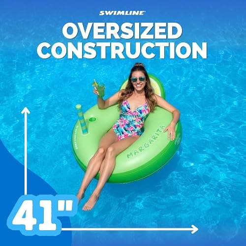Swimline Margarita Pool Ring with Cupholder & Backrest – Inflatable Lounge Float with Fun Design for Adults & Teens – Durable Vinyl Ring for Pool, Lake, or Beach – Easy to Inflate and Store thumbnail 6