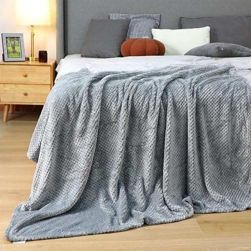 Newwiee 4 Pcs Flanne Fleece Throw Blanket for Bed Couch Large 3D Waffle Textured Soft Blanket Winter Warm Lightweight No Shedding No Pilling Decorative Throw, 50x60 Inch(Neutral Color) thumbnail 5