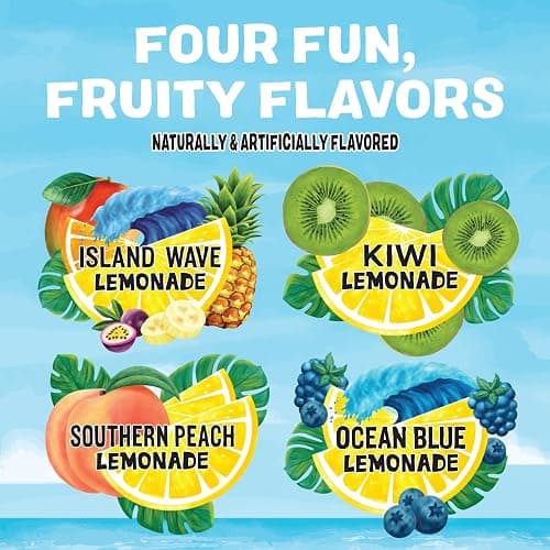Calypso Singles To Go! Drink Mix Variety Pack – On-the-Go Powdered Drink Mix Packets – Low Calorie Water Enhancer – Island Wave, Kiwi, Southern Peach, Ocean Blue, 30 Count thumbnail 4