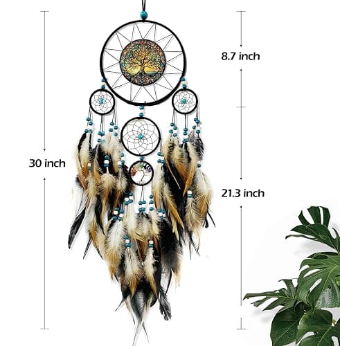 OIOVOIO Large Dream Catchers for Bedroom Adult Brown Boho Dream Catcher Wall Decor Tree of Life Suncatcher Hanging for Boys Teen Room Decor Dorm Living Room Hanging Decoration Festival Gifts thumbnail 3