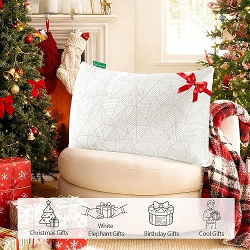 BETU Cooling Pillow Queen Size, Shredded Memory Foam Cool Pillow for Hot Sleepers, Adjustable Firm Soft Support Bed Pillows Perfect for Back Neck Pain and Side Sleeping with Pillow Case Cover, White thumbnail 7