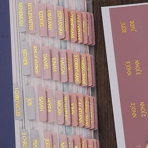 Thinkor Reposition Gold Foil Laminated Bible Tabs, Large Print Stickers, Easy to Read and Apply Bible Tabs for Women and Man (Pearl Gold Foil) thumbnail 6
