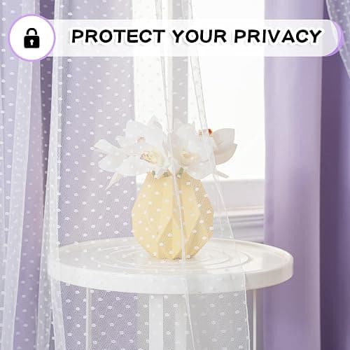MYSKY HOME Cute Lilac Curtains for Girls Bedroom & Nursery Kids Purple Lavender Blackout Curtains Double Layer with Polka Dots Sheer, Grommet Tops, 52x84 Inch, 2 Panels thumbnail 4