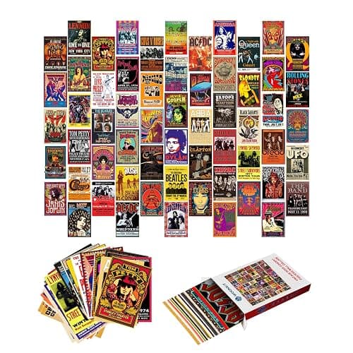 WOONKIT 60 PC Vintage Rock Band Posters, 70s 80s 90s Retro Concert Prints, Bedroom Wall Art, Album Cover Collage, 4x6 Inch (Set of 60) thumbnail 5
