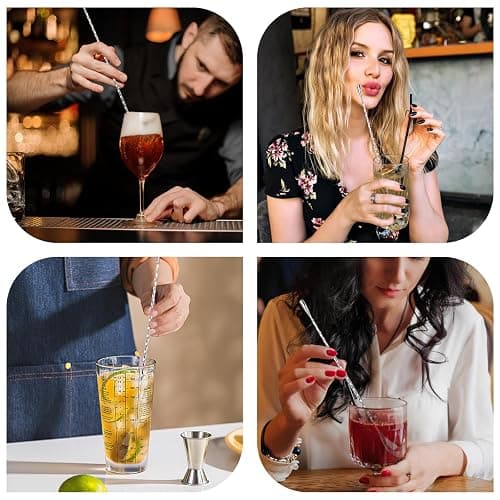 3 PCS 12 Inch Bar Spoon, Stirring Spoons, Cocktail Spoon, Drink Stirrer, Mixing Spoon Spiral Pattern Stainless Steel Cocktail Stirrers for Home or Bar Cocktail, Coffee, Ice Cream, Sundae (Silver) thumbnail 6