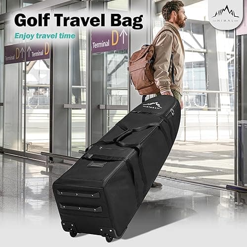 Himal Outdoors Soft-Sided Golf Travel Bag with Wheels - Heavy Duty 600D Polyester Oxford Wear-Resistant, Excellent Zipper Universal Size - Black thumbnail 7