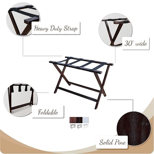 Casual Home Heavy Duty 30" Extra-Wide Luggage Rack, solid wood thumbnail 6