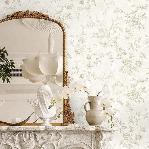Ismoon Peel and Stick Wallpaper Floral Vintage Stick on Wall Paper Beige French Textured Contact Paper for Cabinet Removable Self Adhesive Wallpaper Vinyl Roll Shelf Deco, 17.3x78.7in thumbnail 3