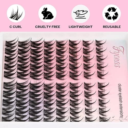 Fyonas Lash Clusters Manga Eyelash Clusters Spiky Cluster Eyelash Extensions 80Pcs C Curl Individual Lashes Volume Anime Lash Clusters with Thin Band Cosplay Lashes DIY at Home (Cutey) thumbnail 3
