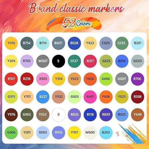 Caliart 52 Colors Fine & Chisel Alcohol Markers for Adult Coloring Book, Dual Tip Artist Sketch Art Markers, Aesthetic Cute Preppy Stuff School Supplies, Pens for Lettering Drawing Cards Planner - 52 Colors thumbnail 5
