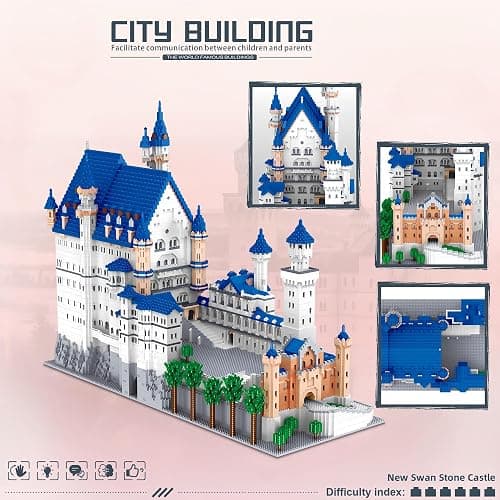 alltogetho Huge Swan Stone Castle Micro Mini Blocks – 10000pcs Challenging Building Set, High-Difficulty 3D Puzzle, Ultimate Achievement, Cool Decorative Piece, Perfect Time-Killer thumbnail 7