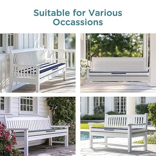 Codi Outdoor Bench Cushion 36 inch, Double Waterproof Patio Furniture Cushions Replacement for Swing, Porch, Couch, 36x18x3'', Breton Stripes - 36 x 18 In - Cabana Navy thumbnail 7