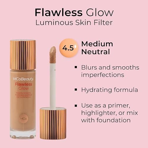 MCoBeauty - Flawless Glow Luminous Skin Filter - 4.5 Medium Shade - 4-in-1 Multi-Use Formula that Contains Squalane - Includes Doe Foot Applicator - Liquid Illuminator thumbnail 2
