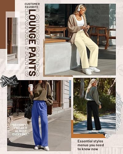Neer 3 Pack Women's Baggy Sweatpants with Pockets, Wide Leg Yoga Pants Cozy Thick Lounge Pants Drawstring Casual Loose Jogger thumbnail 3