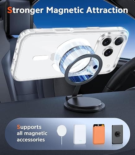 FNTCASE for iPhone 17 Pro-Max Case: Clear Magnetic Phone Cases with Screen Protector Compatible with Magsafe Slim Anti Yellowing Rugged Shockproof Protective Transparent Cell Cover (A-Clear) thumbnail 3