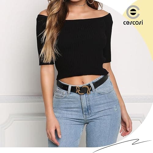 C O E CESCOSI Women Leather Belt with Snake Buckle Fashion Women Belt for Jeans Pants Dresses thumbnail 3