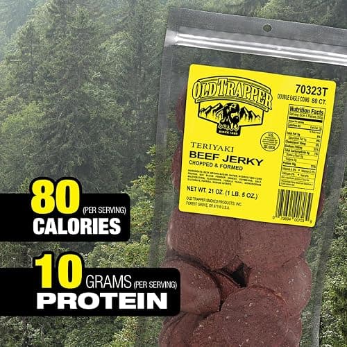 Old Trapper Double Eagle Beef Jerky, Teriyaki Flavor, 21 Ounce Package, Natural Wood Smoked Meat Snacks, 10 Grams of Protein and 80 Calories per Serving (Pack of One) thumbnail 3