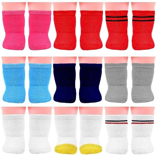 Zhanmai 9 Pairs Mini Doll Socks Accessories for American 18 Inch Doll Socks Clothes for Accessories Multicolored(Simple) - Image 1