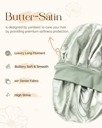 YANIBEST Adjustable Satin Bonnet for Sleeping, Double Layer Silk Bonnet with Tie Band for Women, Sleep Cap Curly Natural Hair, Green thumbnail 3