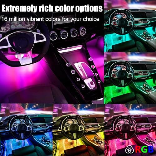 LivTee Smart RGB LED Interior Lights, 2 Lines Design with USB Port, App Control, Music Mode and DIY Mode, Car Accessories Gifts for Women Men thumbnail 2