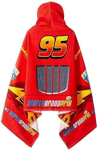 Jay Franco Kids Hooded Towel – 22" x 51" Super Soft Bath Wrap with 3D Hood, Beach, Pool & Travel, Official Licensed Product, Red - Cars thumbnail 5