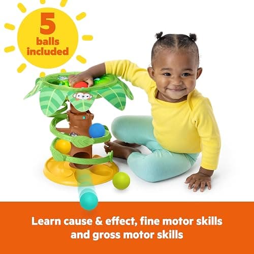 Bright Starts Tropical Twirl Ball Play Toy with Lights & Music, 5 Balls Included, Unisex, 6 Months+ thumbnail 6