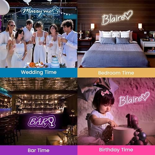 Custom Neon Signs, Personalized LED Neon Sign for Wedding Bar Birthday Party Gift, Customize Neon Name Lights Sign for Wall Room Decor thumbnail 9
