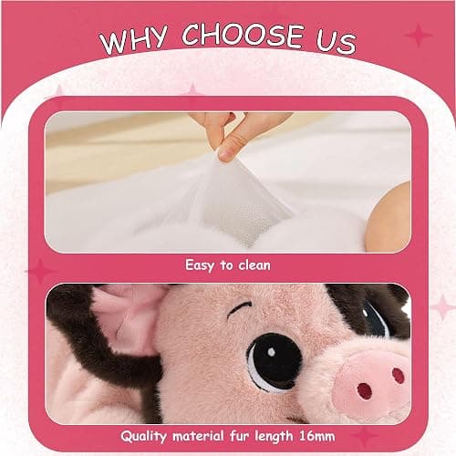 GILFWM 25" 5 lbs Weighted Stuffed Animals Pig :Big Large Weighted Plush Animal,Cute Plushie Pillow Toys, Ultra-Soft Washable Weighted Plush Pillowfort Gifts for Adults Kids Girls Boys Women thumbnail 5