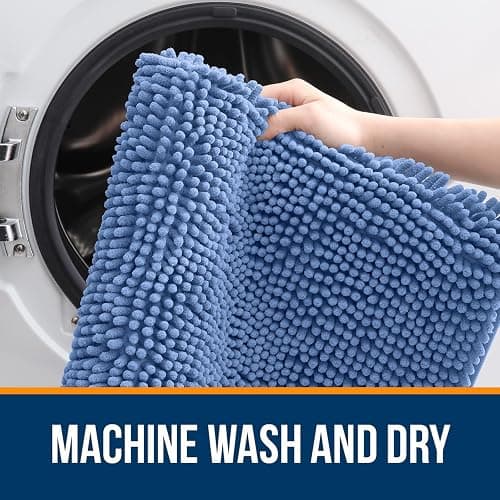OLANLY Bathroom Rugs 30x20, Extra Soft Absorbent Chenille Bath Rugs, Rubber Backing Quick Dry, Machine Washable Bath Mats for Bathroom Floor, Tub and Shower, Home Decor Accessories, Cornflower Blue thumbnail 6