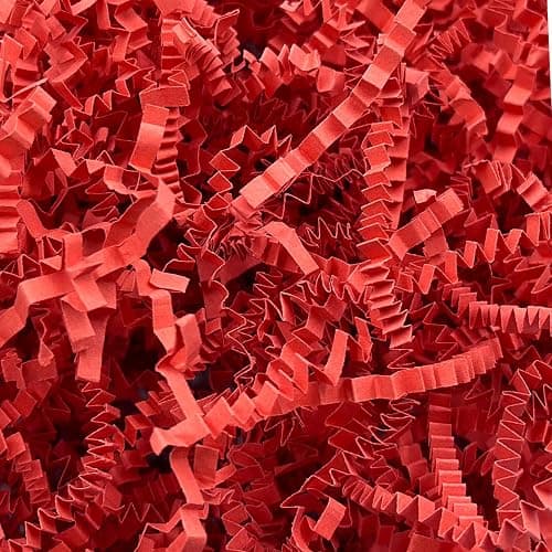 Corlcol 200g(7oz) Crinkle Paper Filler for Gift Baskets Gift Box Paper Shreds for Birthday, Weddings,Valentine's Day, Christmas (Red) - Image 1