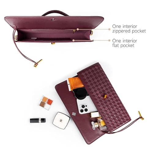 Joryin Woven Purse for Women Evening Clutch Woven Leather & Suede Handbags Crossbody Bag Suede Purse Formal Evening Bag thumbnail 6
