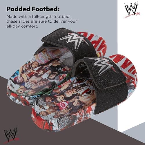 WWE Boys Slides Sandals – John Cena Roman Reigns Seth Rollins Championship Belt Pool Beach Slip On Shoes for Kids thumbnail 5