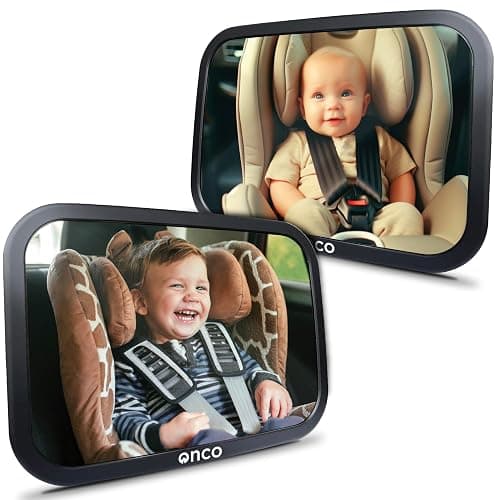 Onco Baby Car Mirror (2 Pack) - 100% Shatterproof & Shakeproof, Award-Winning Car Mirror Baby Rear View, Non-Slip with 360° Rotation, Newborn Essentials - Image 1