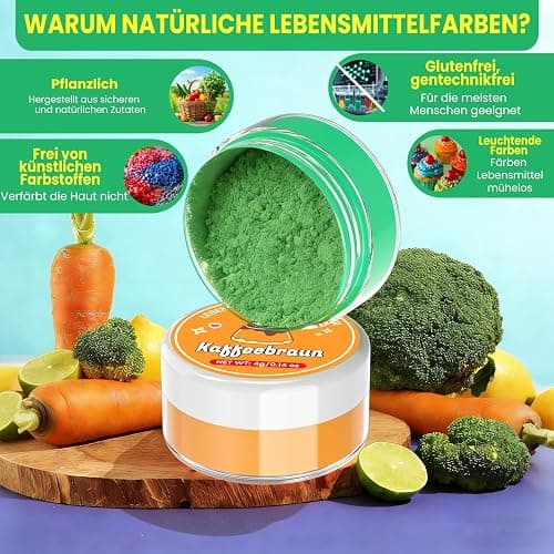 Natürliche Lebensmittelfarbe - 10 Pflanzliche Lebensmittelfarbe Pulver, 100% Natürliches Lebensmittelfarben Set, Frei von Künstlichen Farbstoffen, Ideal für Fondant, Buttercreme, Macarons, Backen thumbnail 2
