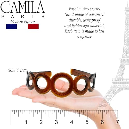 Camila Paris MP307 French Headband for Women, Strong Hold Grip Women's Hair Band, Very Flexible, No Slip and Durable Styling Girls Hair Accessories, Made in France with Cellulose thumbnail 3