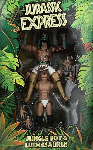 Yeegfeyn AEW Jurassic Express Jungle Boy and Luchasaurus Exclusive Wrestling Action Figures thumbnail 3