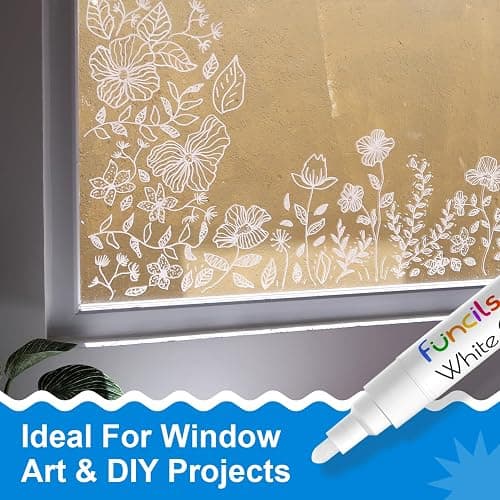 Funcils Kreidestifte - weiß - 6 Kreide Markers Multipack - 1mm, 3mm, 6mm Spitze. Kreidestifte für Fenster, Tafel, Glas und mehr. Geeignet für Erwachsene, Künstler, Lehrer und Kinder. thumbnail 5