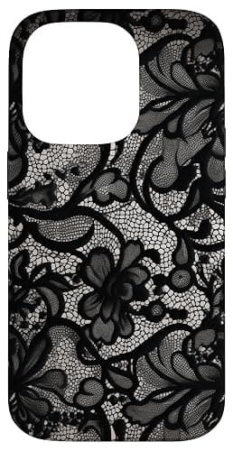 Black Lace Vintage Pattern Case for iPhone 14 Pro - Image 1