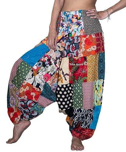 Tribe Azure 100% Cotton Harem Pants Colorful Summer Hippie Yoga Boho Casual Fashion Women thumbnail 4