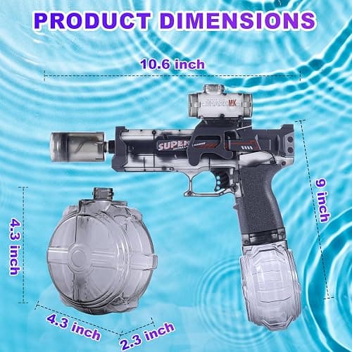 Sidypro Electric Water Gun with Long Range,LED Light Automatic Squirt Gun for Kids and Adults,Outdoor Long Distance Water Pistol for Pool Beach Summer Swimming Party (Black) thumbnail 2
