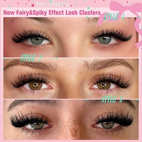 TNFVLONEINS Lash Clusters Wispy Eyelash Clusters Spiky Individual Lashes Clusters D Volume Cluster Eyelash Extensions DIY Lash Cluster Extension Thick Eyelash Cluster (10-16MM,3 Styles) thumbnail 2