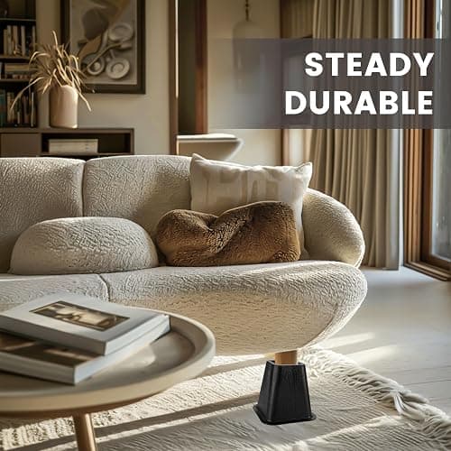 BTSD-home Bed Risers 6 Inch Furniture Risers for College Dorm Bed Sofa Table Couch Chair Bed Raisers Blocks 4 Pack Black - 4 pack - 6 Inch thumbnail 7