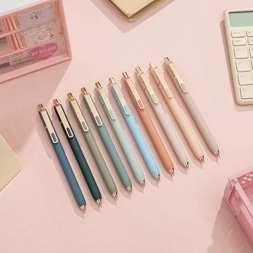 Linbsunne Gel Pens Black Ink Pens for Office 0.5mm Fine Point Pen Smooth Writing Retractable (Metal gold clip-10 pcs) thumbnail 7