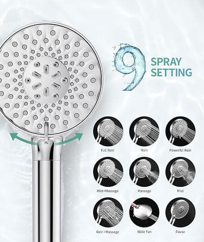 SR SUN RISE Filtered Shower Head with Handheld High Pressure 9 Spray Mode Showerhead Detachable Shower Head Water Softener Filters Beads for Hard Water Remove Chlorine 1 Filter Chrome thumbnail 4