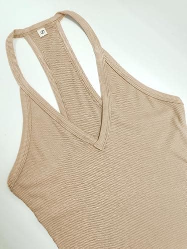 iGENJUN Workout Tops for Women Racerback Basic Tank Summer 2025 Camisole V Neck Slim Fit Ribbed Sleeveless thumbnail 4